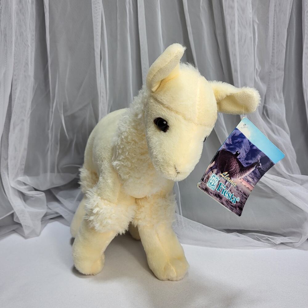 12" Poseable White South American Llama Fiesta Toy Stuffed Plush Animal Toy